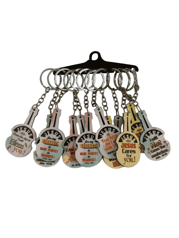 Keychains with Bible Verses – Wood Type Guitar Model (set of 2 different bible verse keychains) - Image 10