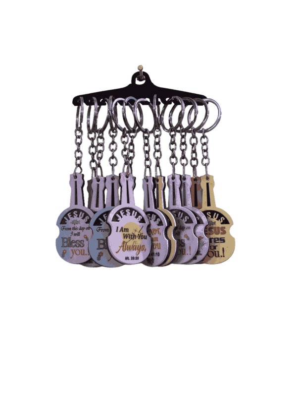 Keychains with Bible Verses – Wood Type Guitar Model (set of 2 different bible verse keychains) - Image 11