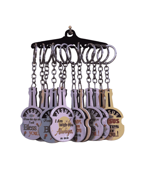 Keychains with Bible Verses – Wood Type Guitar Model (set of 2 different bible verse keychains) - Image 12