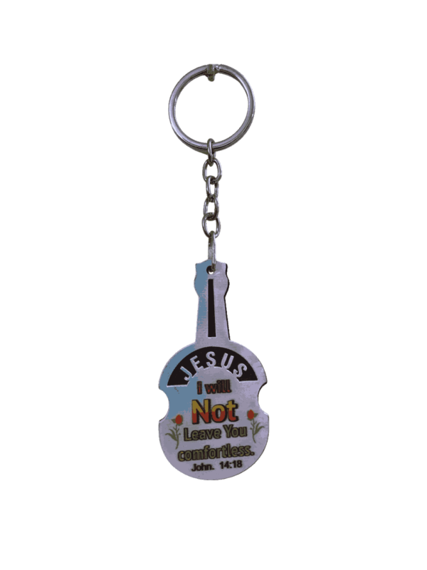 Keychains with Bible Verses – Wood Type Guitar Model (set of 2 different bible verse keychains) - Image 2