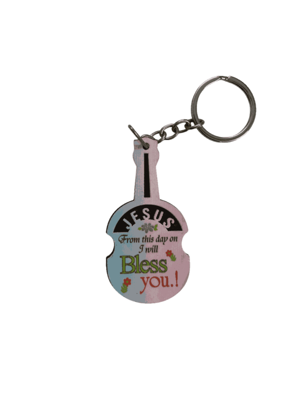 Keychains with Bible Verses – Wood Type Guitar Model (set of 2 different bible verse keychains) - Image 7