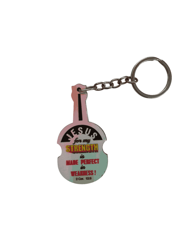 Keychains with Bible Verses – Wood Type Guitar Model (set of 2 different bible verse keychains) - Image 4