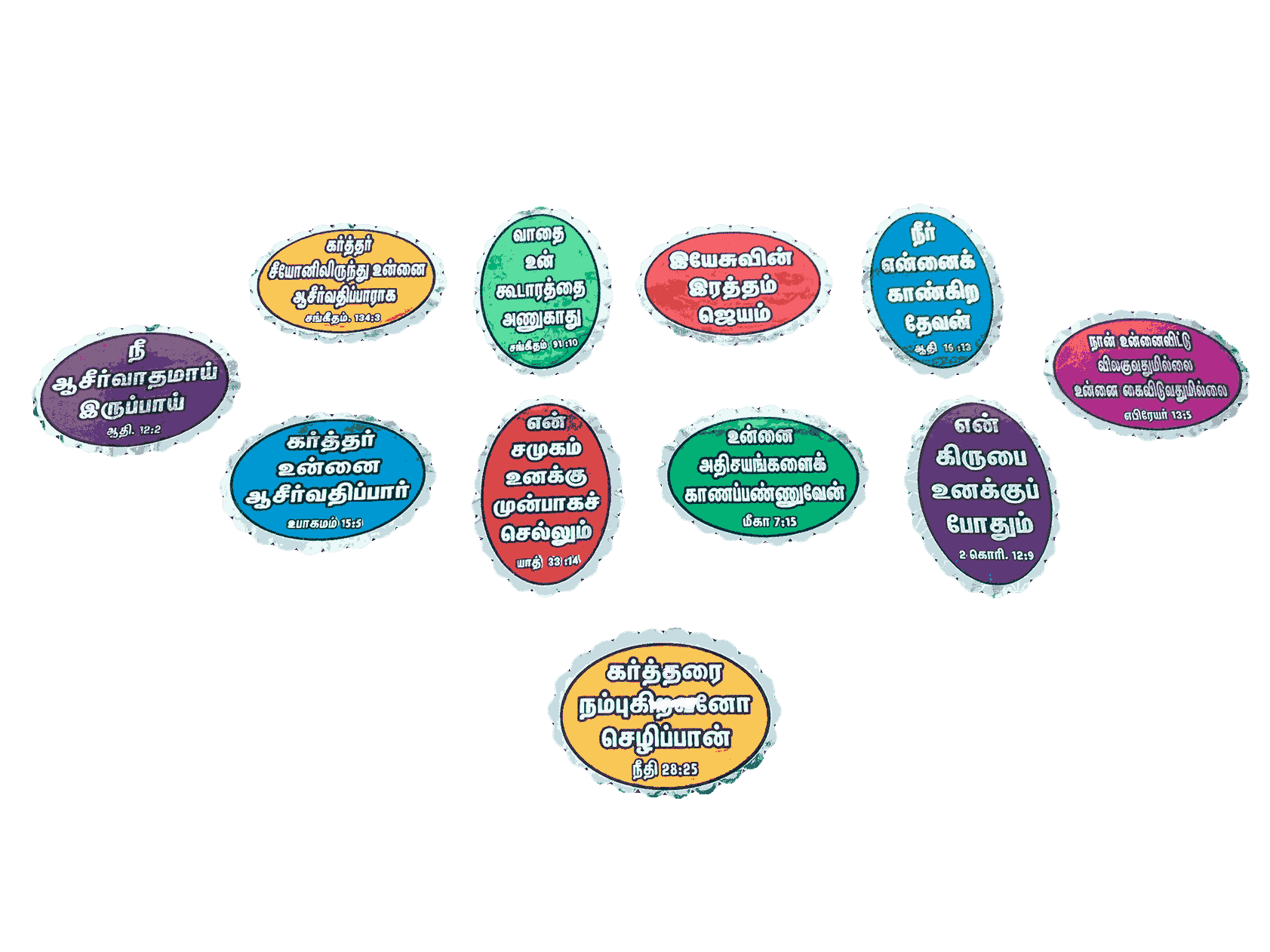 Bible Verses Stickers Tamil Small Size (Oval Type) - Image 2
